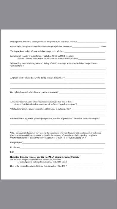 Question: Which proseis domain of an enayme-linked receptor has the encymatic aciviy? In most cases, the ey...