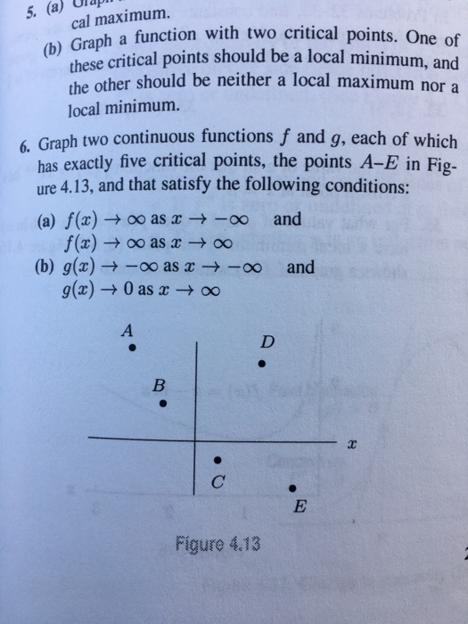 Question: 5. (a) lapi cal maximum. , Graph a function with two critical points. One of these critical point...