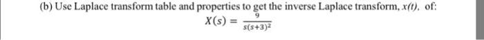 Question: (b) Use Laplace transform table and properties to get the inverse Laplace transform, x(), of x(s)...