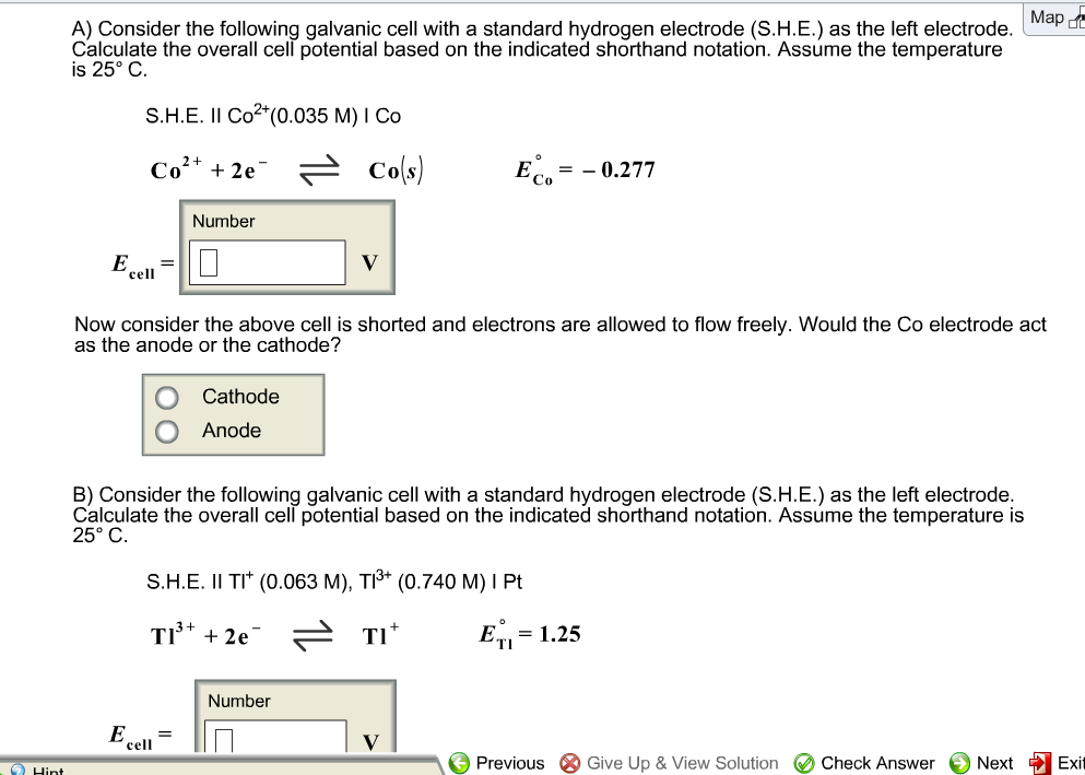 Consider The Following Galvanic Cell With A Standard