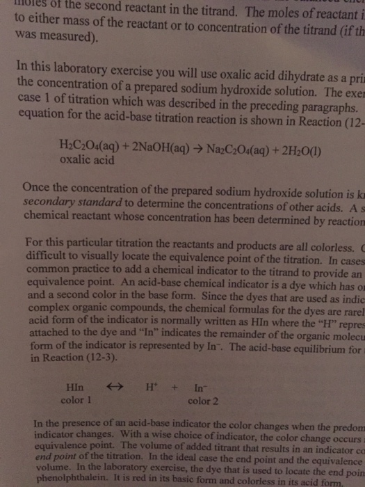 Question: Volumetric Analysis Prelaboratory Assignment Name and Drawer Number 1. a. Calculate the molar mas...