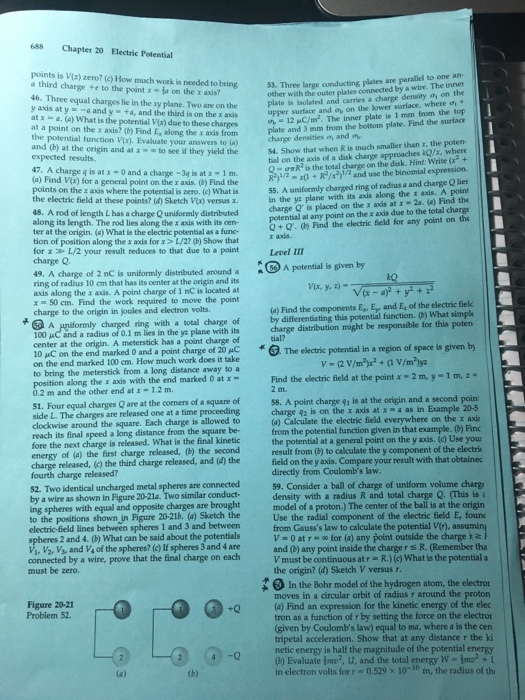 Question: 688 Chapter 20 Electric Potential points is V(x) zero? (c) How much work is needed to brin a thir...