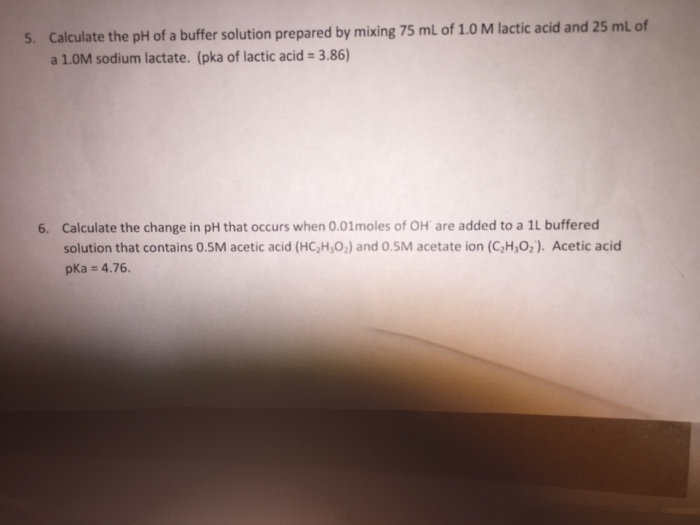 Solved Calculate The PH Of A Buffer Solution Prepared By