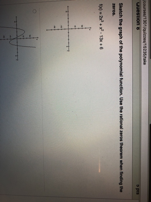 Question: /courses/1301/quizzes/15235/take question 8 o pts Sketch the graph of the polynomial function. Us...
