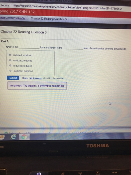 Question: Secure l https/lsession.masteringchemistry.com/myct/itemview?assignmentProblemID 7730s555 pring 2...
