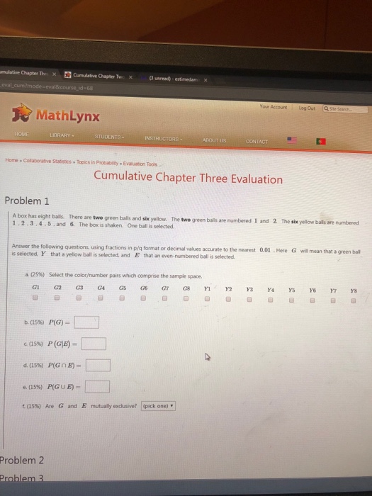 Question: Ndative Chapter Thi °Cumulative Chapter Tw.x X aurreed . estim edamx -68 Your Account Log OutQ 尤...