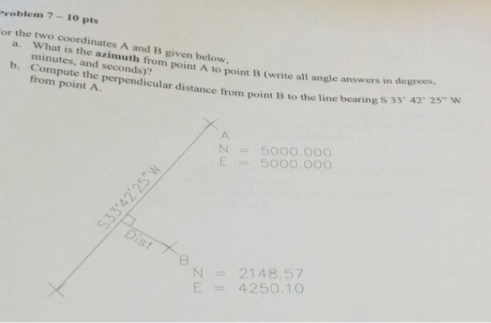 Civil D Draw Line Bearing Distance : A what is the azimuth from point to b wr