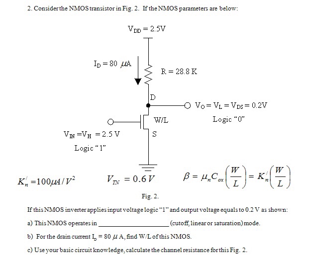 Solved Consider The NMOS Transistor In Fig. 2. If The NMO...