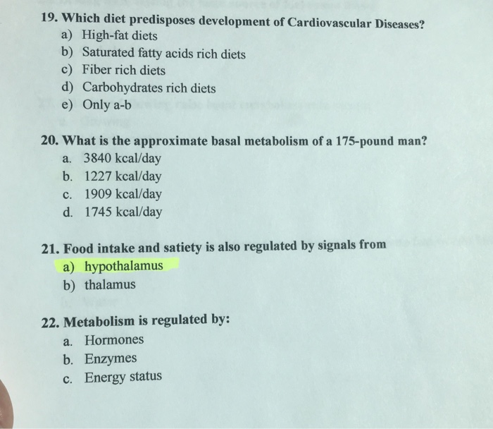 Question: Which diet predisposes development of Cardiovascular Diseases?  a) High-fat diets  b) Saturated f...