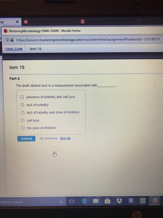 Question: Gy MasteringMicrobiology: FINAL EXAM- Mozilla Firefox ⓘ슐 https session masteringmicrobiology....