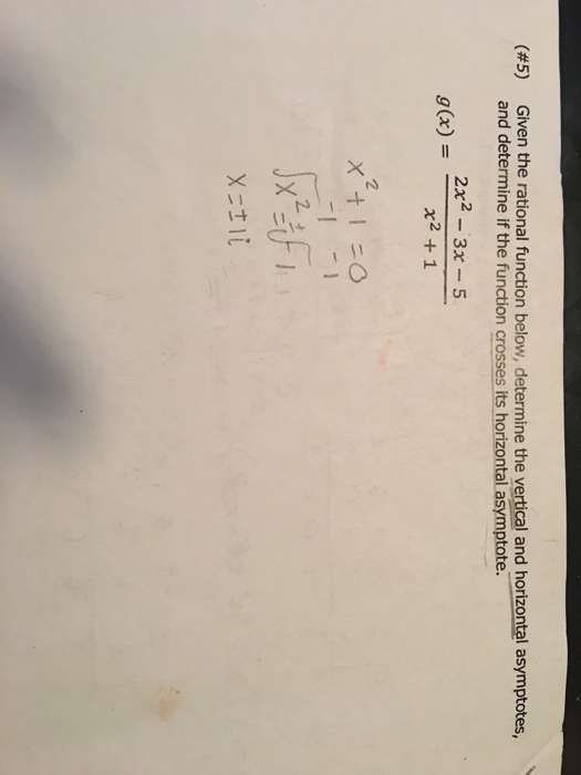 Question: Given the rational function below, determine the vertical and horizontal asymptotes, and determin...