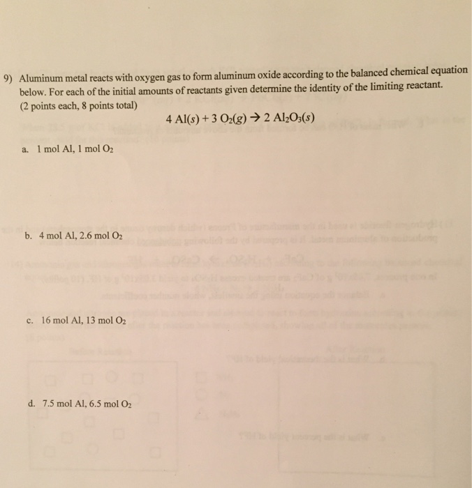 Solved Aluminum Metal Reacts With Oxygen Gas To Form Alum...