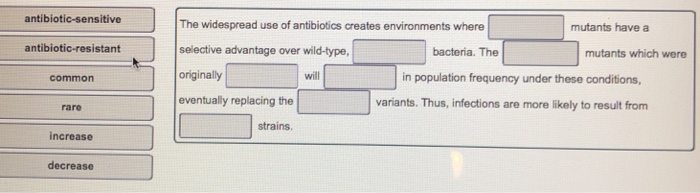 Question: Antibiotic-sensitive The widespread use of antibiotics creates environments where selective advan...