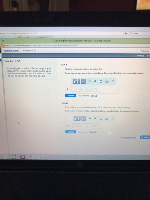 Question: Myct/masterings assignment/st/587576s C | | Search. · MasteringPhysics Rotational Motion-Interne...