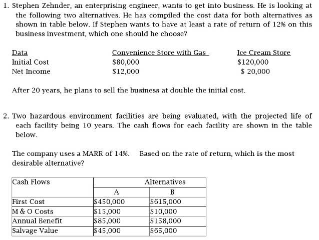 Engineering Economics Homework Help