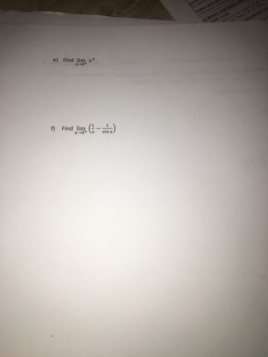 Question: Ath 1312 In-class assignment for 8.7 Name Read about indeterminate forms and L'Hôpital's Rule. It...