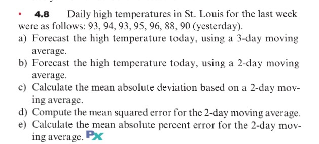 Solved: Daily High Temperatures In St. Louis For The Last ... | www.bagssaleusa.com