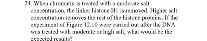 Question: 24. When chromatin is treated with a moderate salt concentration, the linker histone H1 is remove...