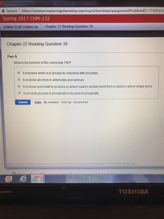Question: Secure l https/lsession.masteringchemistry.com/myct/itemview?assignmentProblemID 7730s555 pring 2...