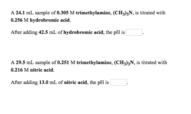 Solved A Ml Sample Of M Trimethylamine Ch N Chegg