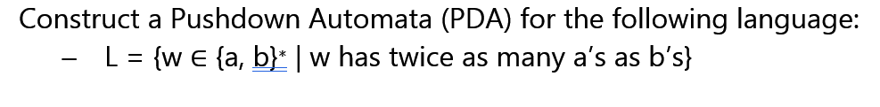 Solved Construct A Pushdown Automata Pda For The Following Chegg