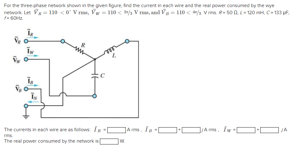 Solved For The Three Phase Network Shown In The Given Chegg