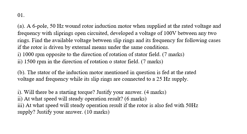 Solved A A 6 Pole 50 Hz Wound Rotor Induction Motor When Chegg