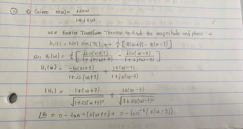 Solved Use Fourier Transform Theorems And Properties Please Chegg