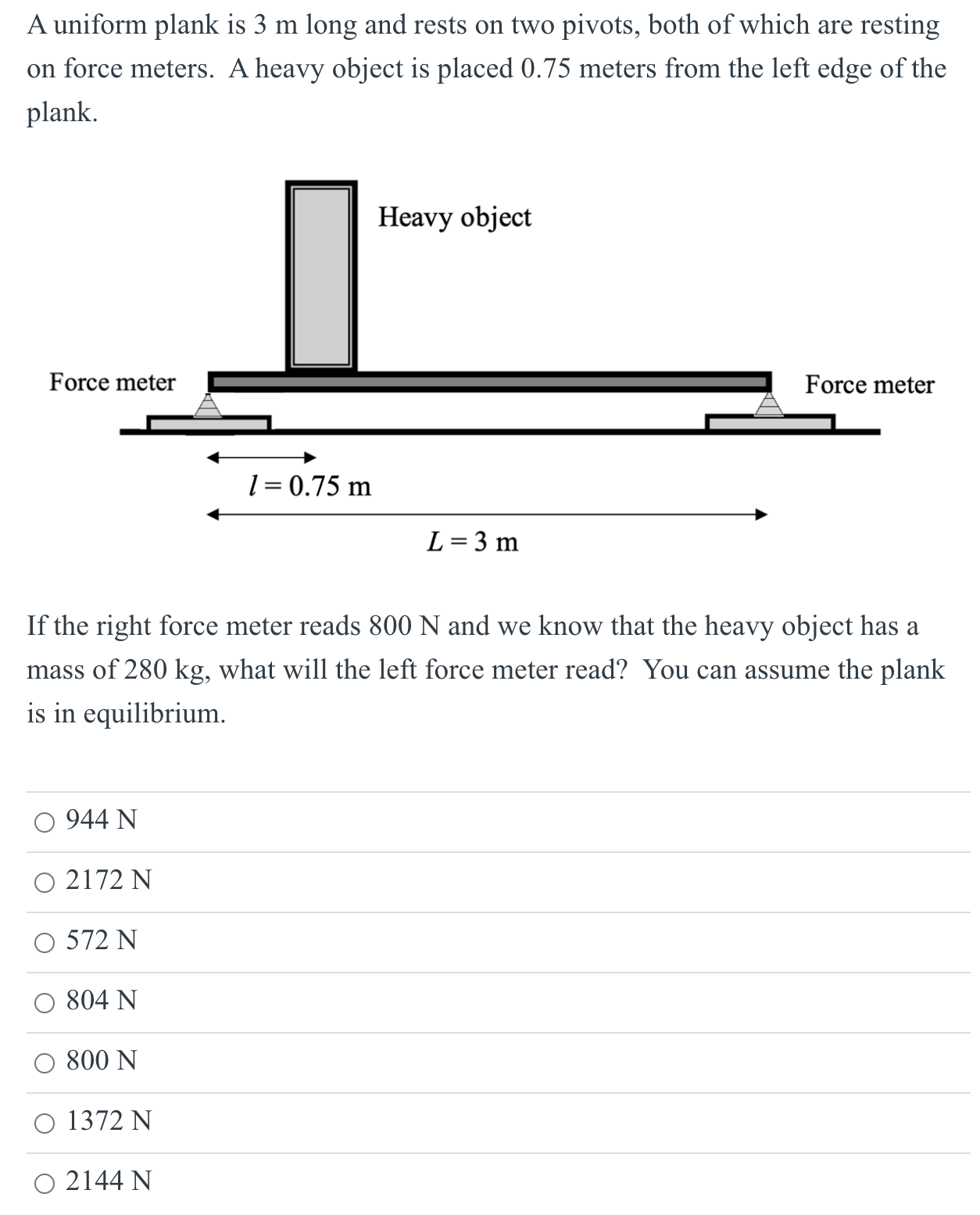 Solved A Uniform Plank Is 3m Long And Rests On Two Pivot