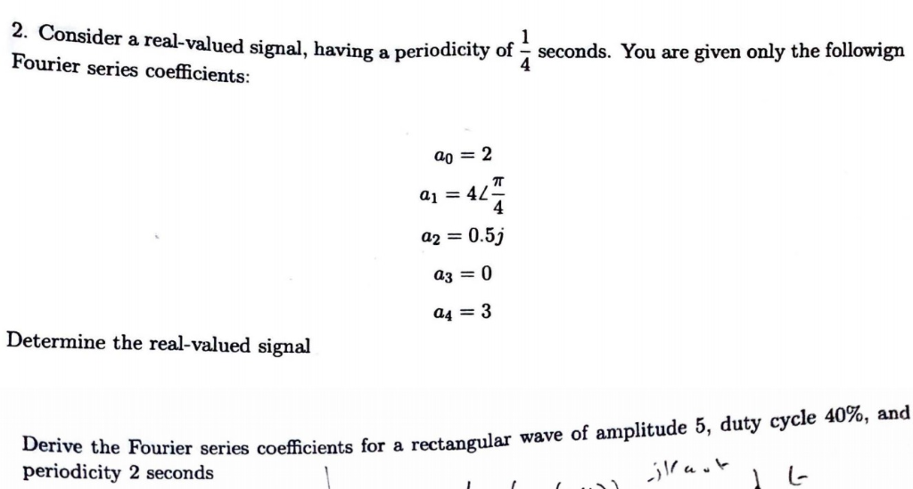 Solved Sider A Real Valued Signal Having A Periodicity Of Chegg