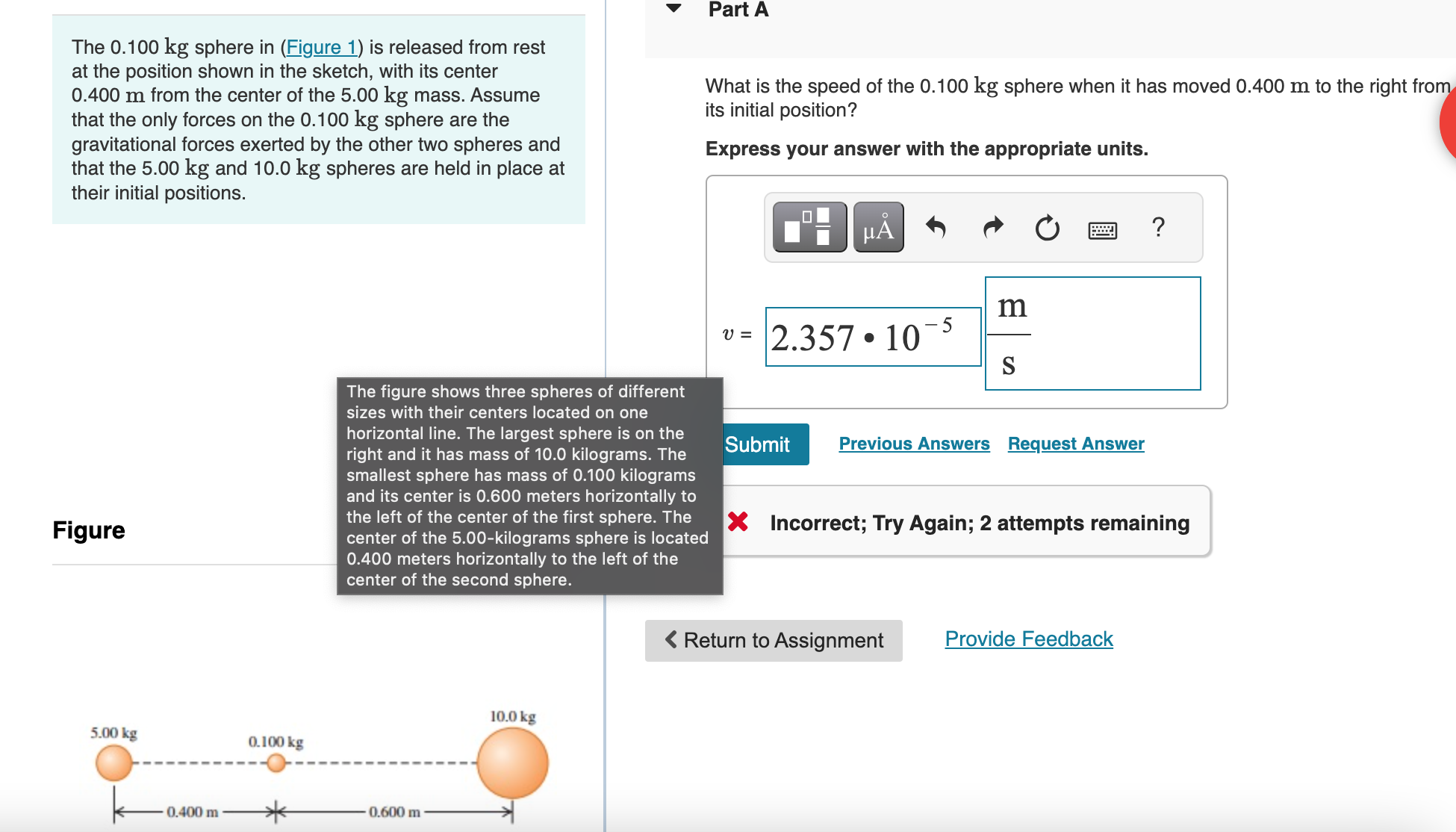 Solved The 0 100 Kg Sphere In Figure 1 Is Released From Chegg