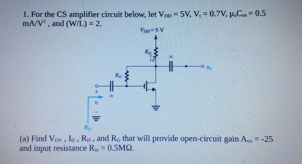 Solved 1 For The CS Amplifier Circuit Below Let Vpp 5V Chegg