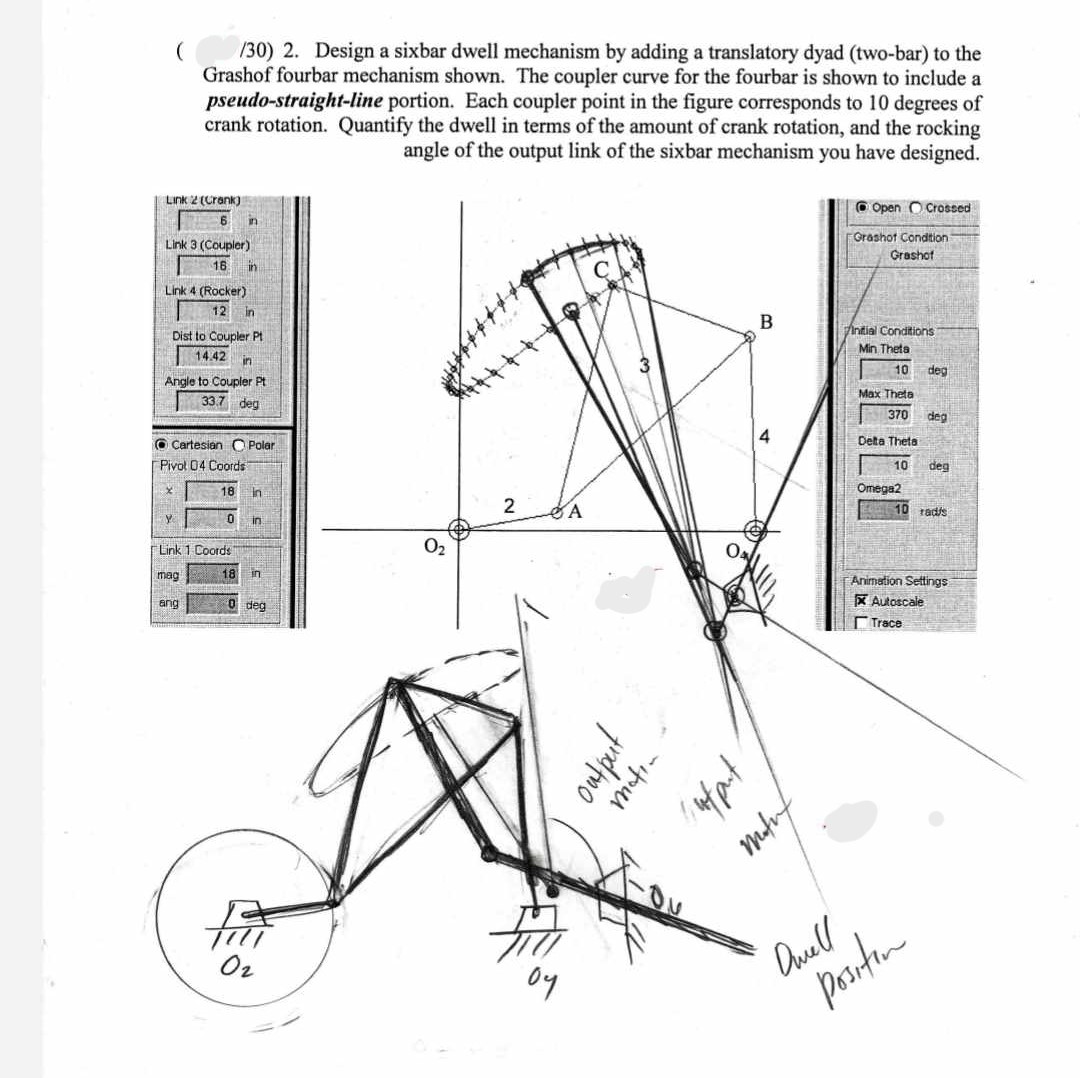 Solved 130 2 Design A Sixbar Dwell Mechanism By Adding Chegg