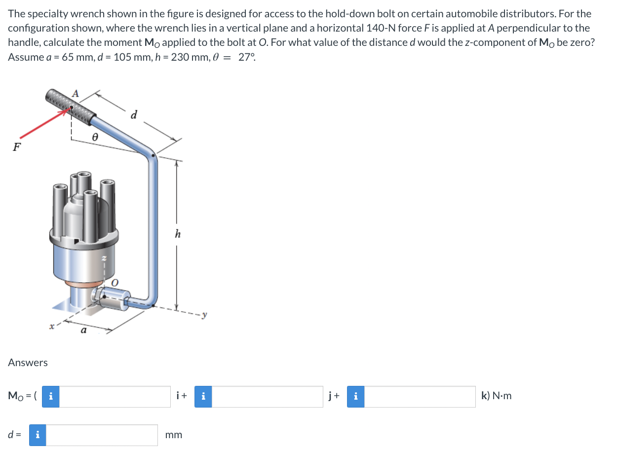 Solved The Specialty Wrench Shown In The Figure Is Designed Chegg