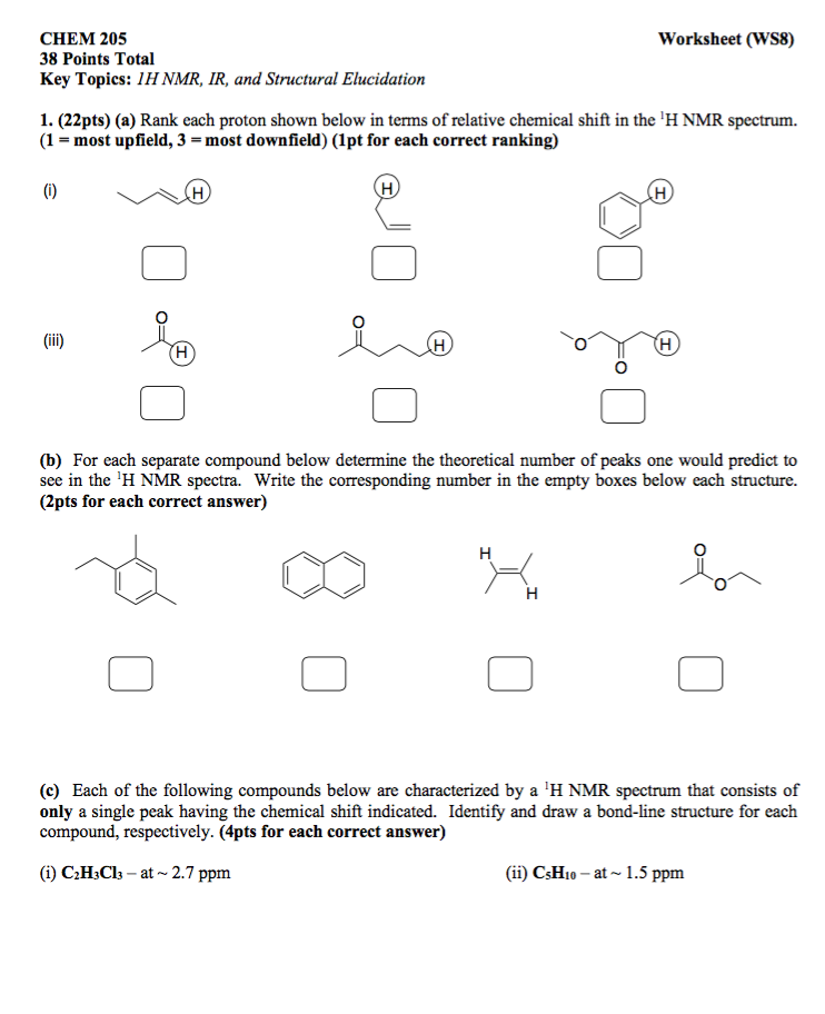 Solved CHEM 205 Worksheet WS8 38 Points Total Key Topics Chegg