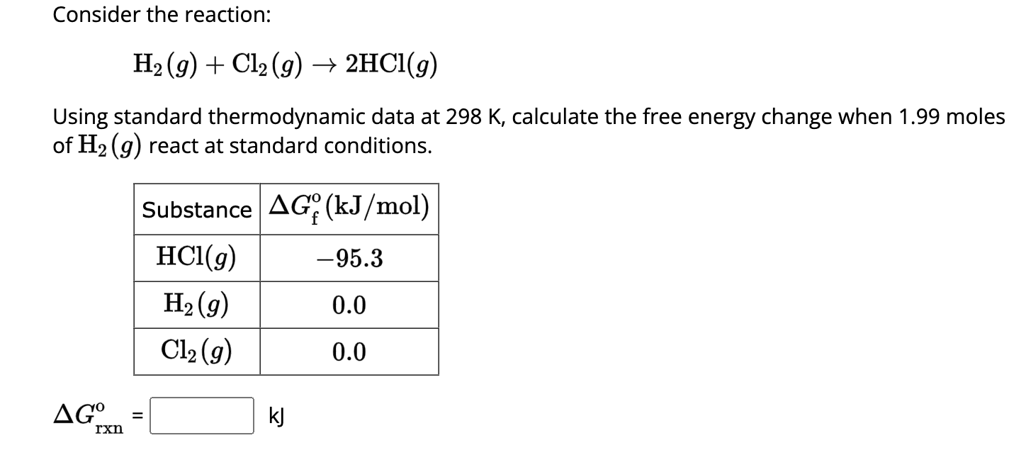 Solved Consider The Reaction H G Cl G Hcl G Using Chegg