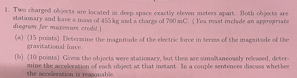 Solved Two Charged Objects Are Located In Deep Space Chegg