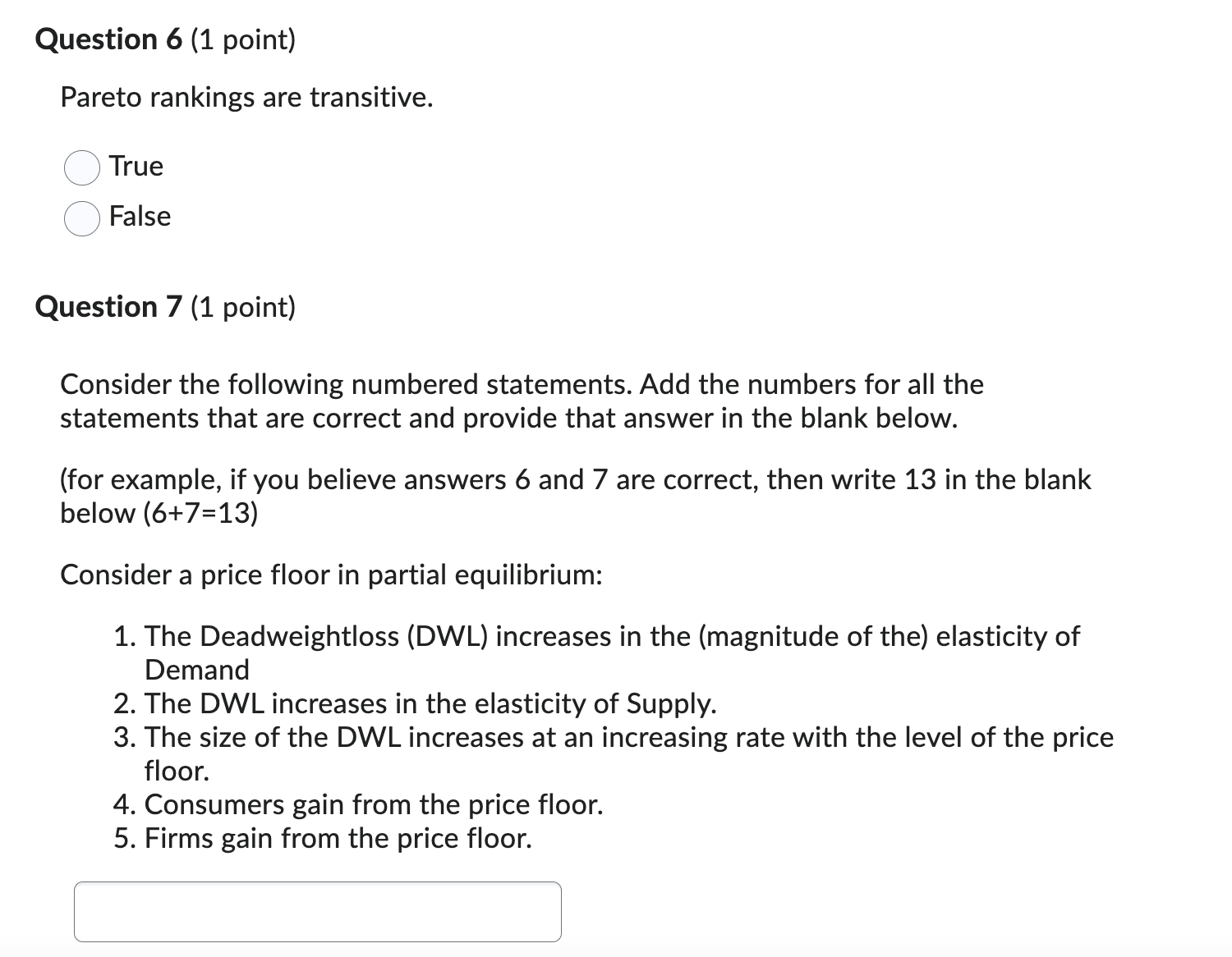 Solved Question 6 1 Point Pareto Rankings Are Chegg