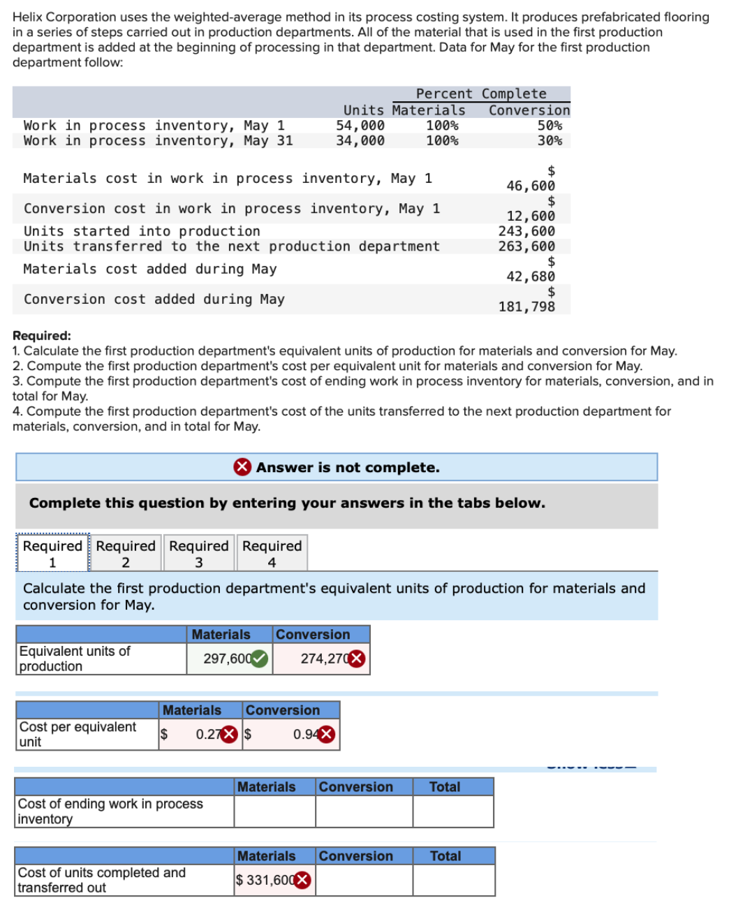 Solved Helix Corporation Uses The Weighted Average Method In Chegg