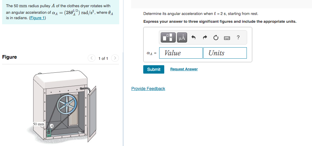 Solved The 50 Mm Radius Pulley A Of The Clothes Dryer Chegg