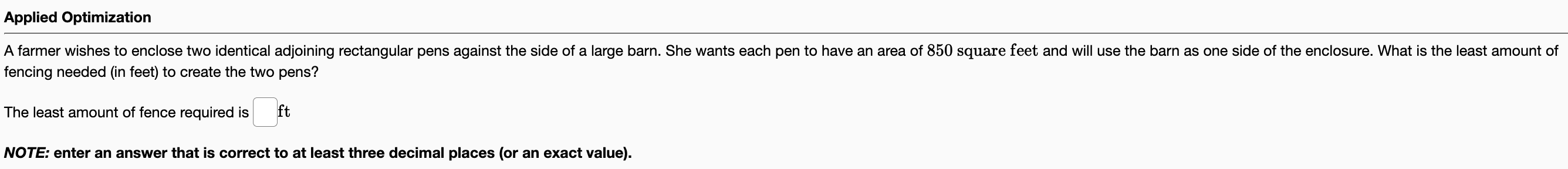 Solved Applied Optimization A Farmer Wishes To Enclose Two Chegg