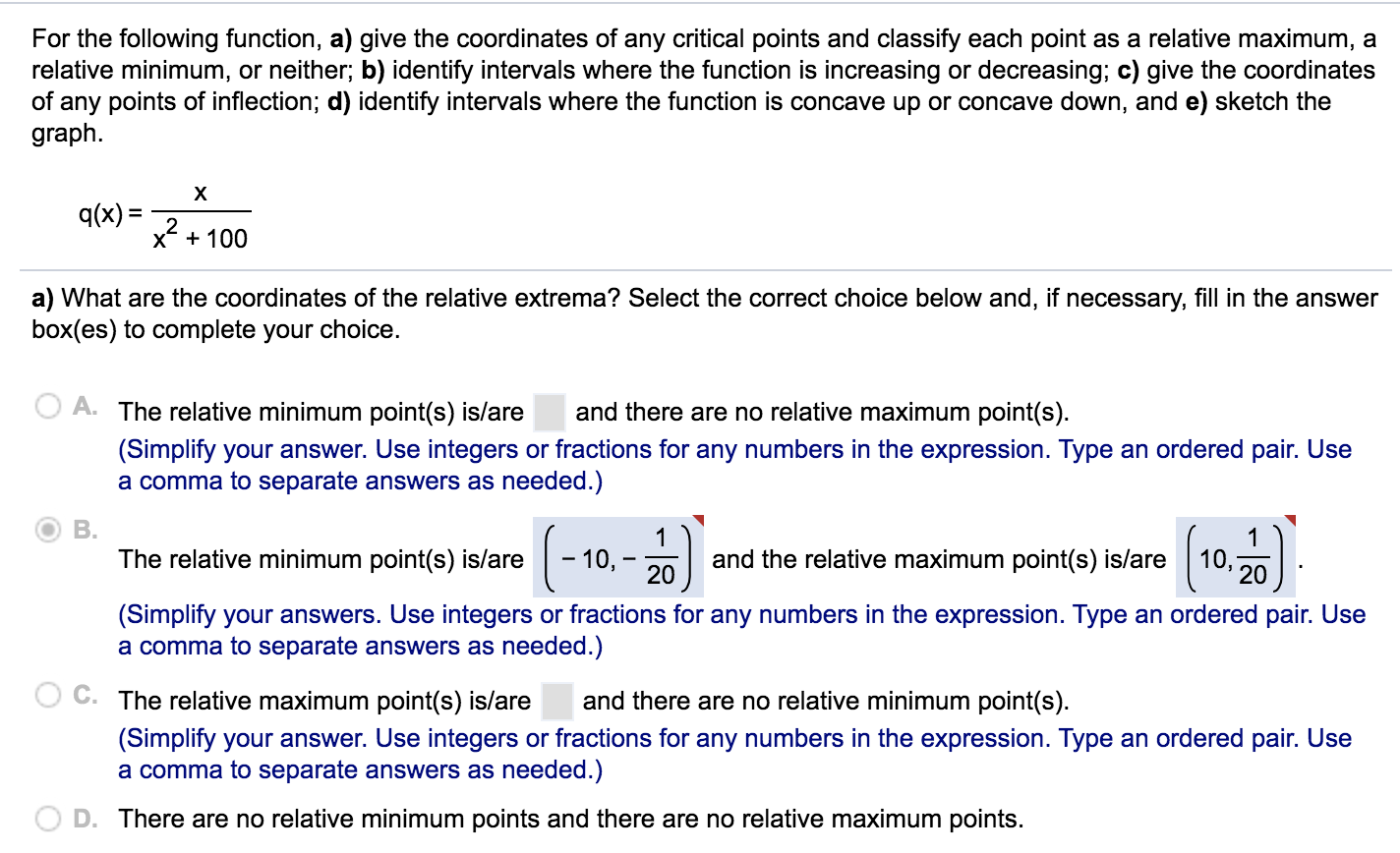 Solved For The Following Function A Give The Coordinates Chegg