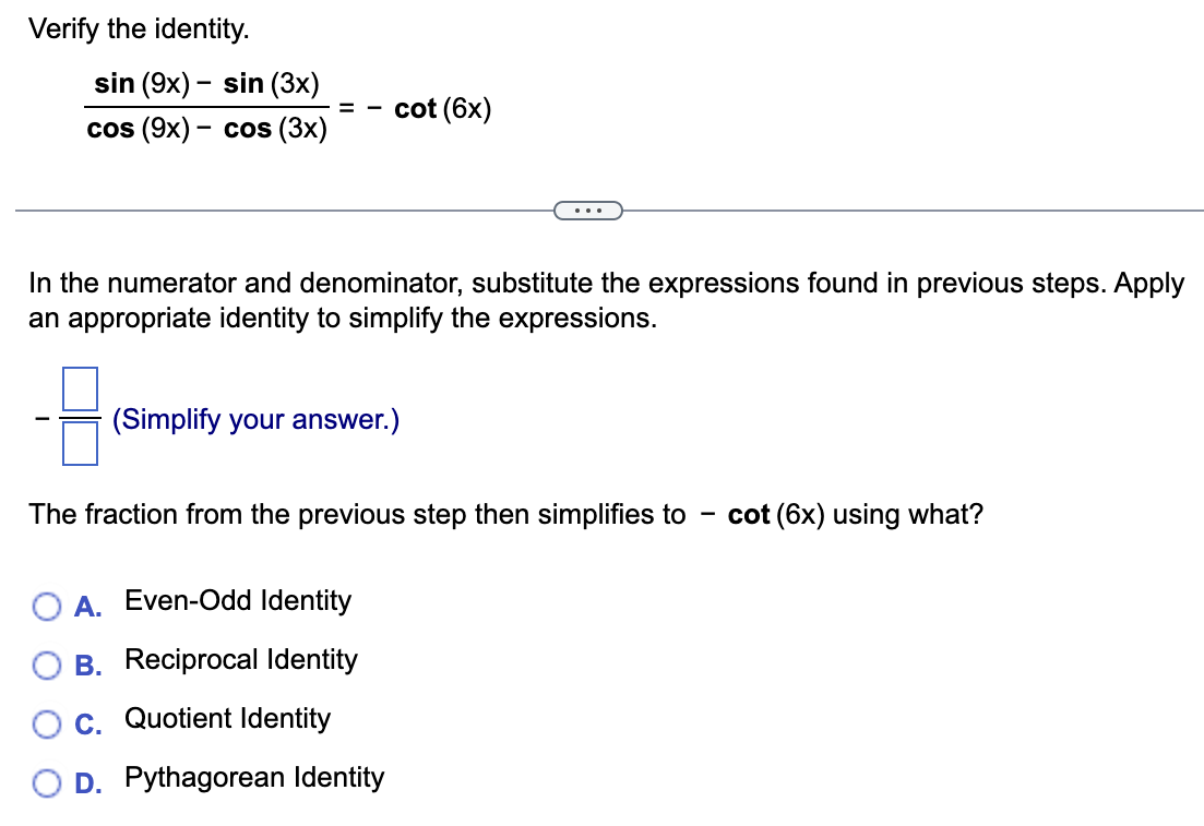 Solved Verify The Identity Chegg