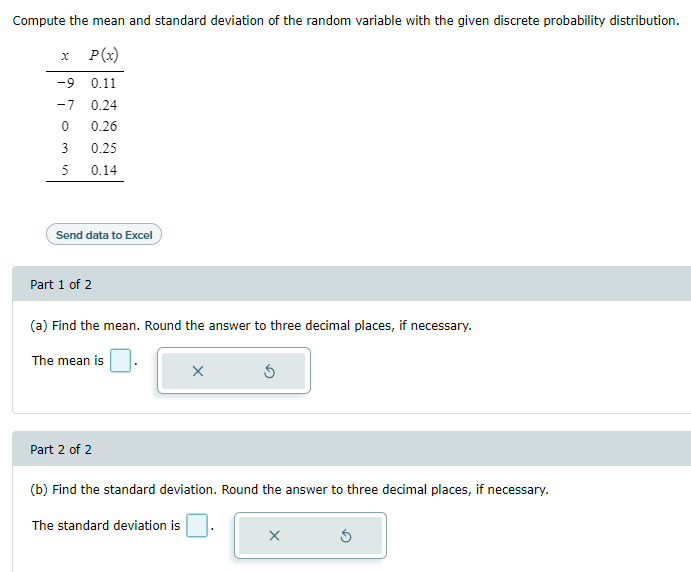 Solved Compute The Mean And Standard Deviation Of The Random Chegg