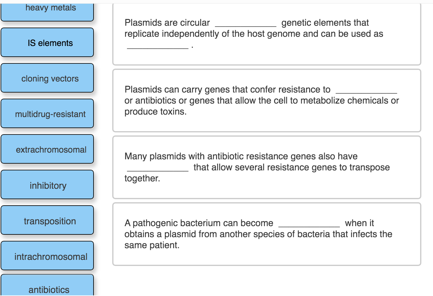 Solved Complete Each Sentence About Bacterial Plasmids And Chegg