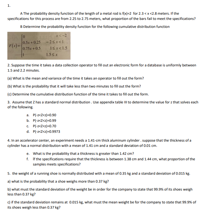 Solved A The Probability Density Function Of The Length Of A Chegg