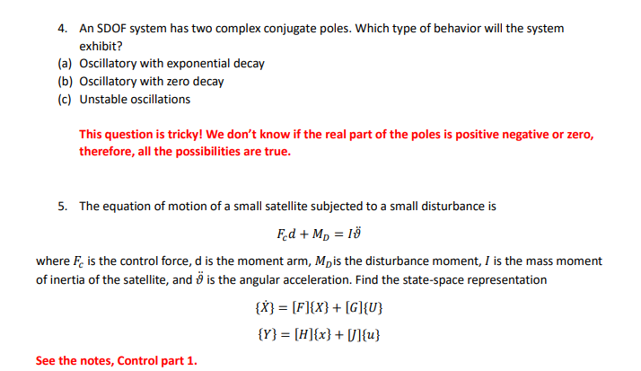 Solved 4 An SDOF System Has Two Complex Conjugate Poles Chegg