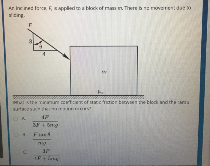 Solved An Inclined Force F Is Applied To A Block Of Mass Chegg