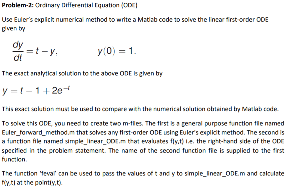 Solved Problem Ordinary Differential Equation Ode Use Chegg