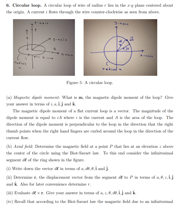 Solved 6 Circular Loop A Circular Loop Of Wire Of Radius R Chegg